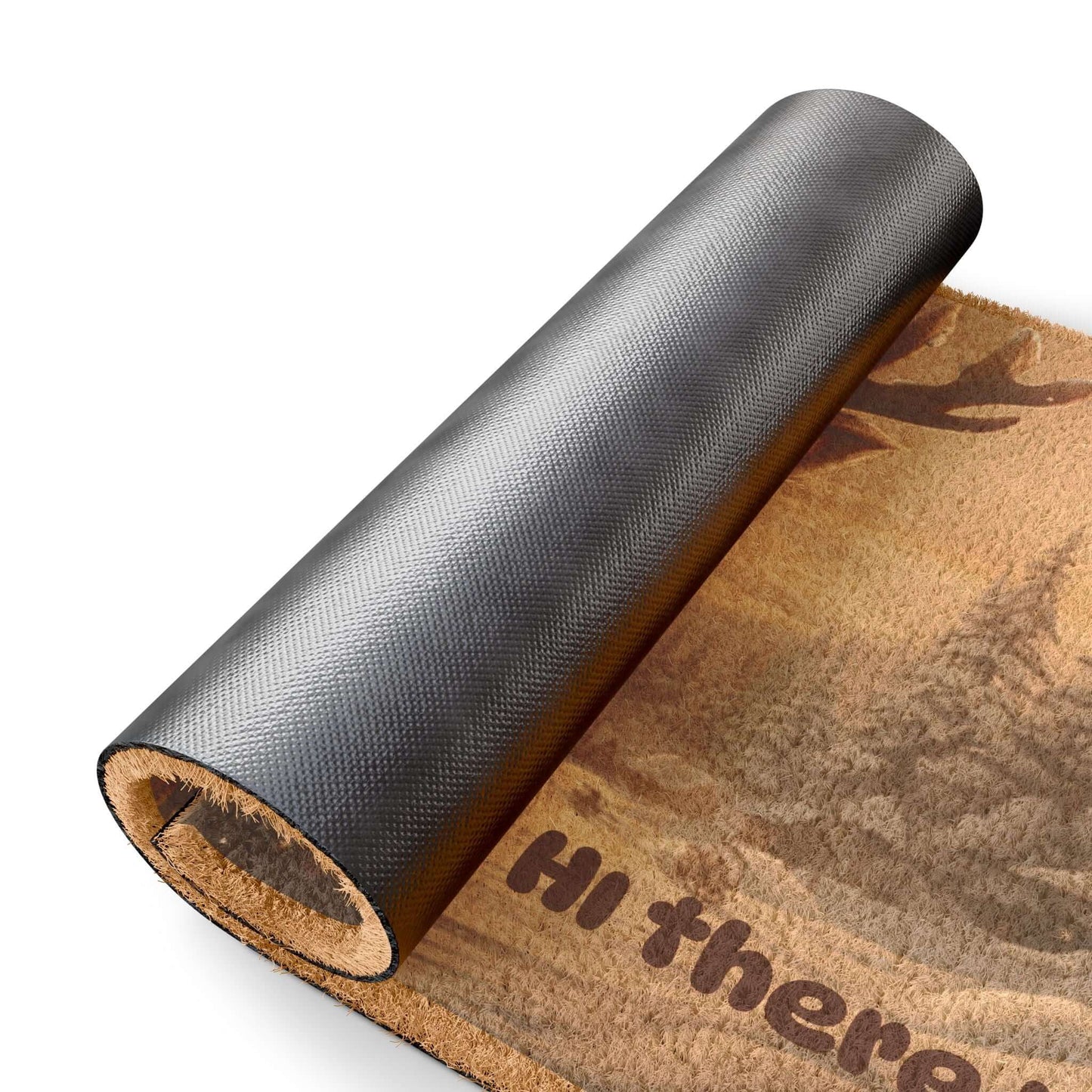 Holiday reindeer welcome mat feature a non-slip black vinyl backing for safety.