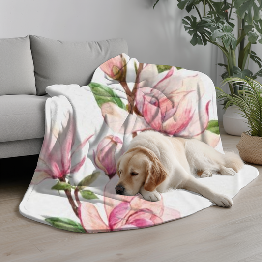 Floral Velveteen Plush Blanket – Cozy Throw for Home, Spring Decor