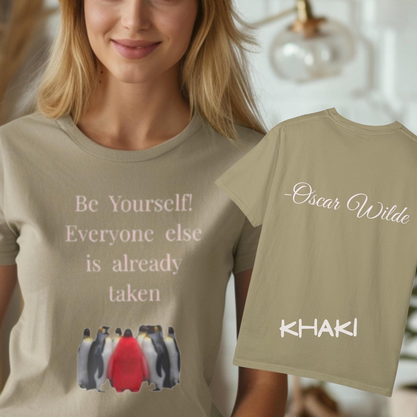 “Be Yourself Tee – Garment-Dyed Unisex Shirt with Oscar Wilde Quote”