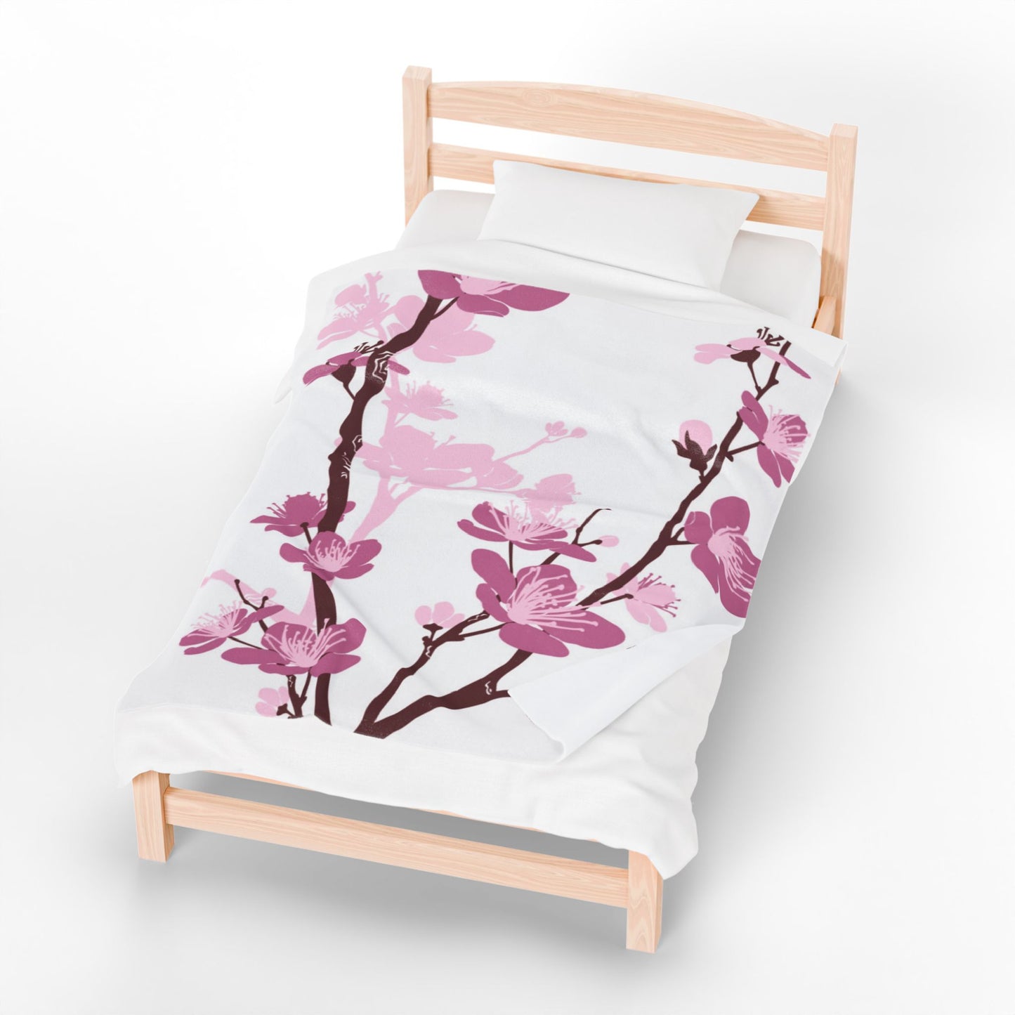 Bohemian Cherry Blossom Velveteen Blanket – Floral Comfort