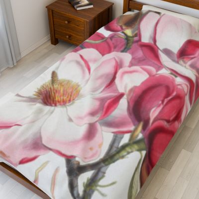 Watercolor Blooms Velveteen Blanket – Boho Floral Comfort