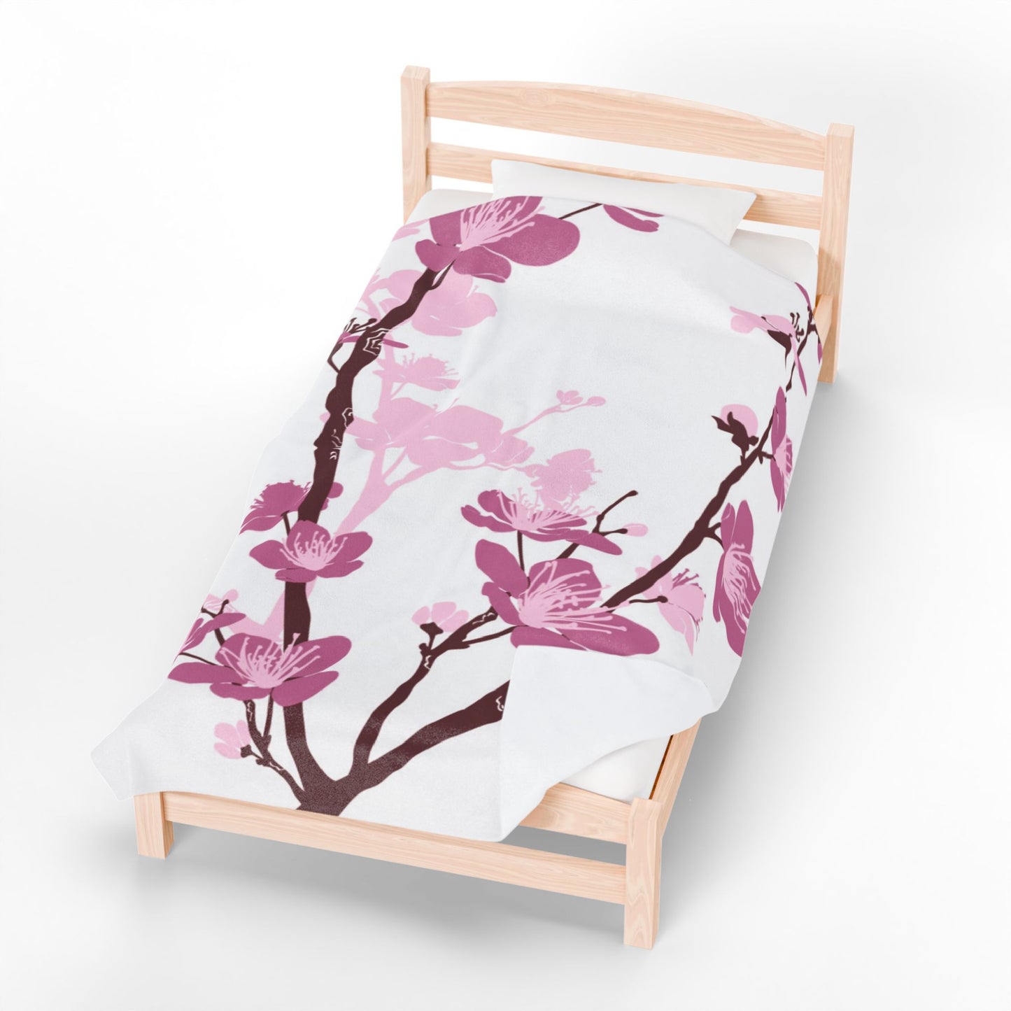 Bohemian Cherry Blossom Velveteen Blanket – Floral Comfort