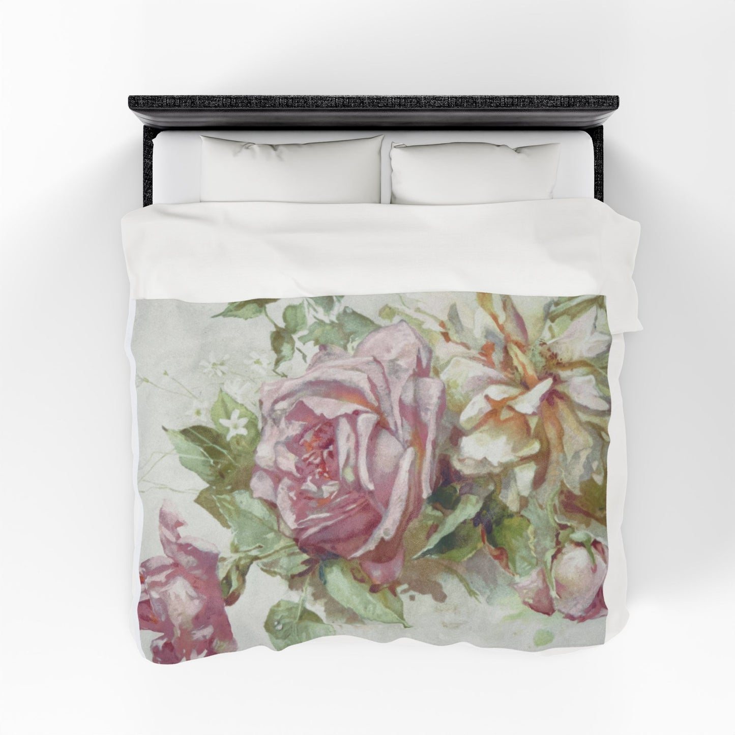 Delicate Pink Floral Velveteen Blanket – Bohemian Home Comfort