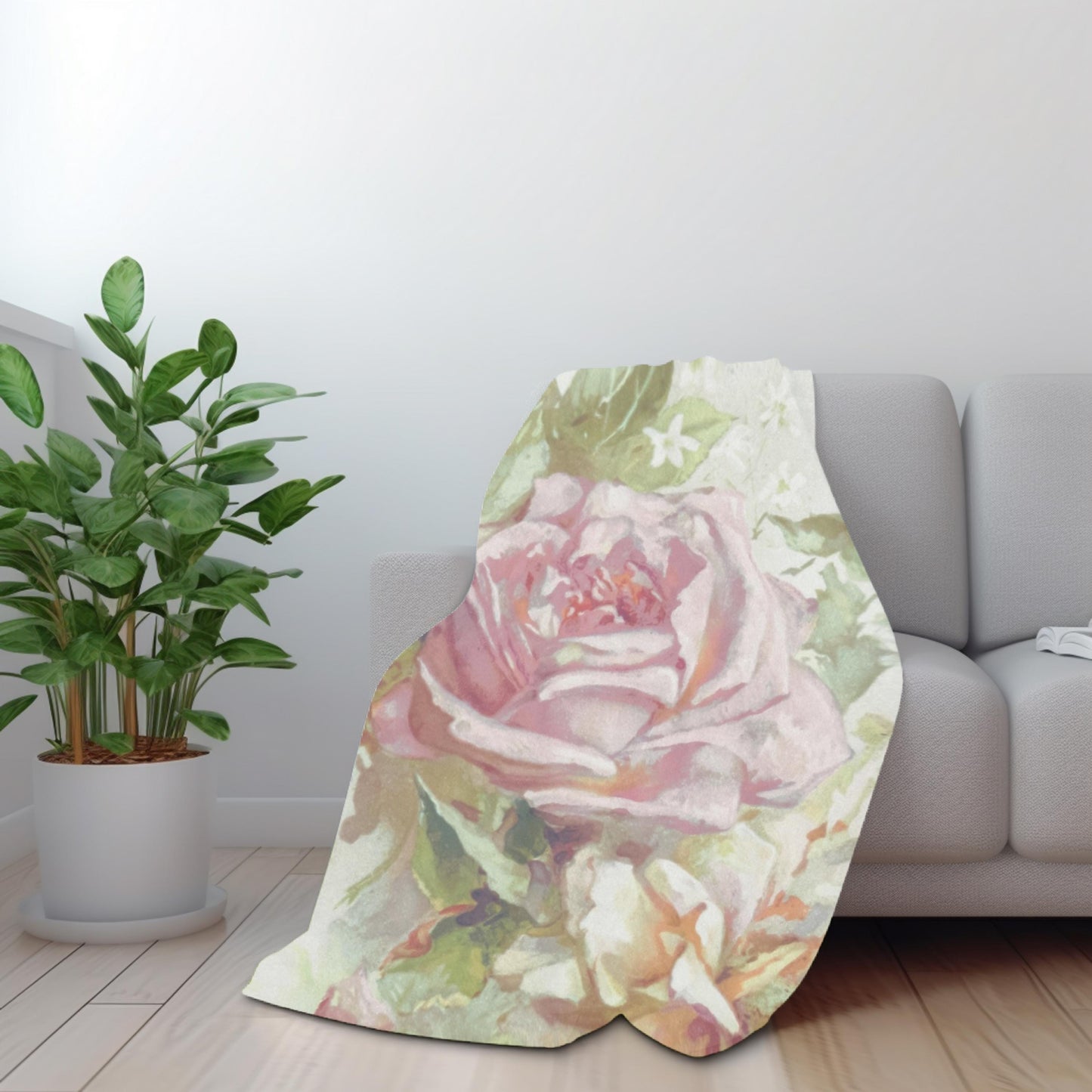 Delicate Pink Floral Velveteen Blanket – Bohemian Home Comfort