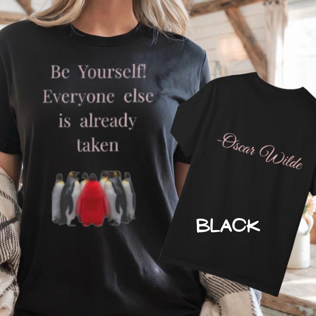 “Be Yourself Tee – Organic Cotton Unisex Shirt with Oscar Wilde Quote (S–4X)”