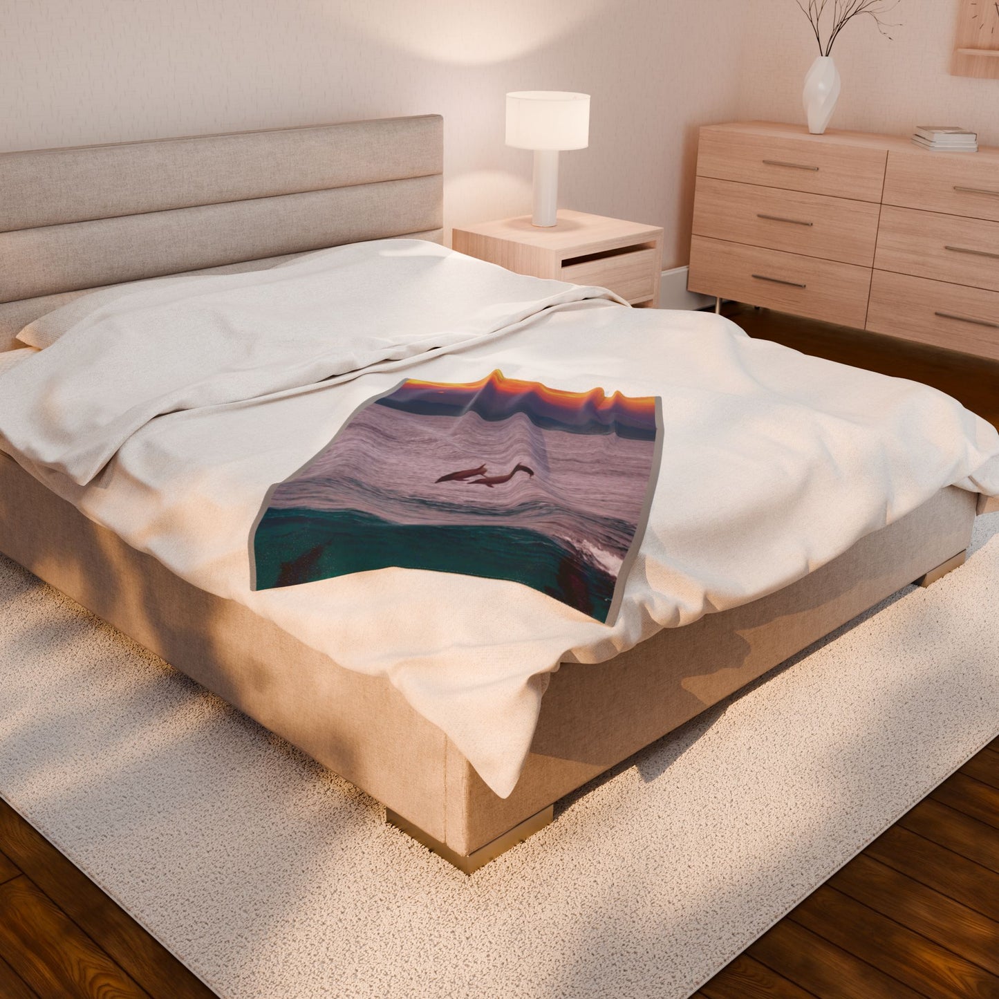 Dolphin Sunset Blanket – Coastal Decor