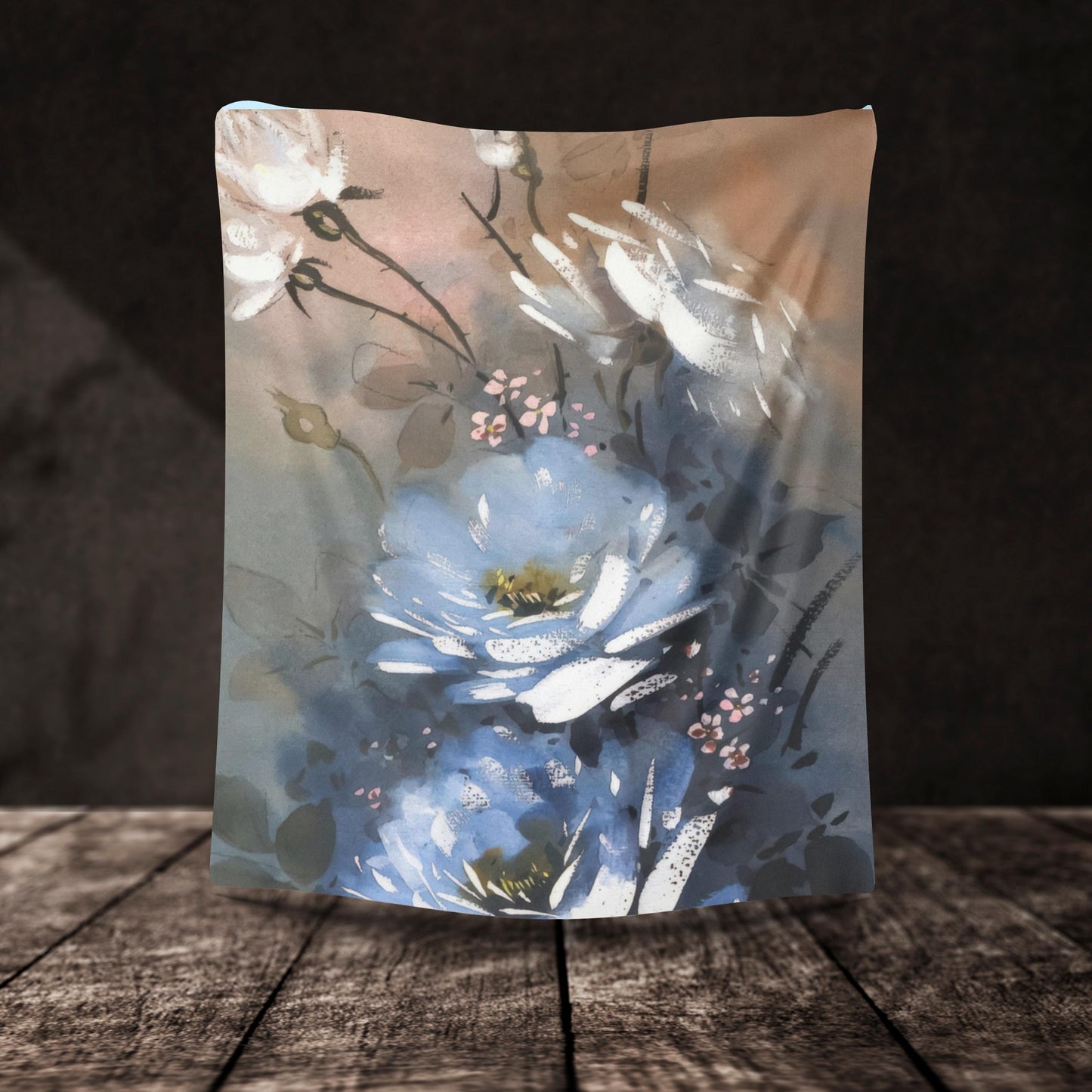 “Moonlit Flowers Velveteen Blanket –Romantic Bedroom Decor”
