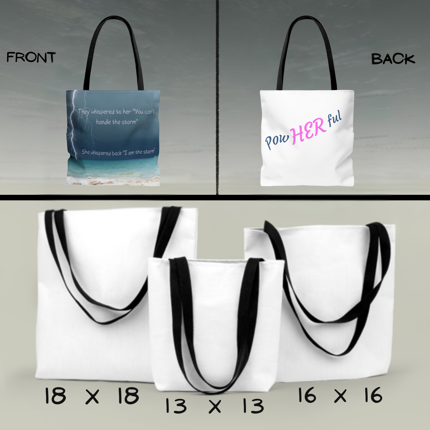 “I Am the Storm” Empowerment Tote Bag – Ocean Lightning Design