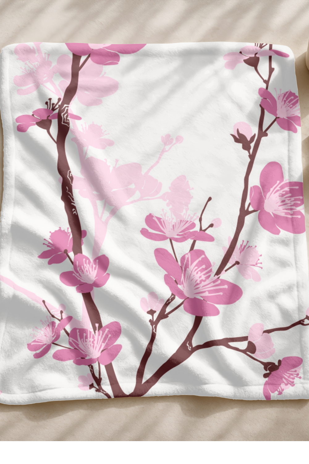 Bohemian Cherry Blossom Velveteen Blanket – Floral Comfort
