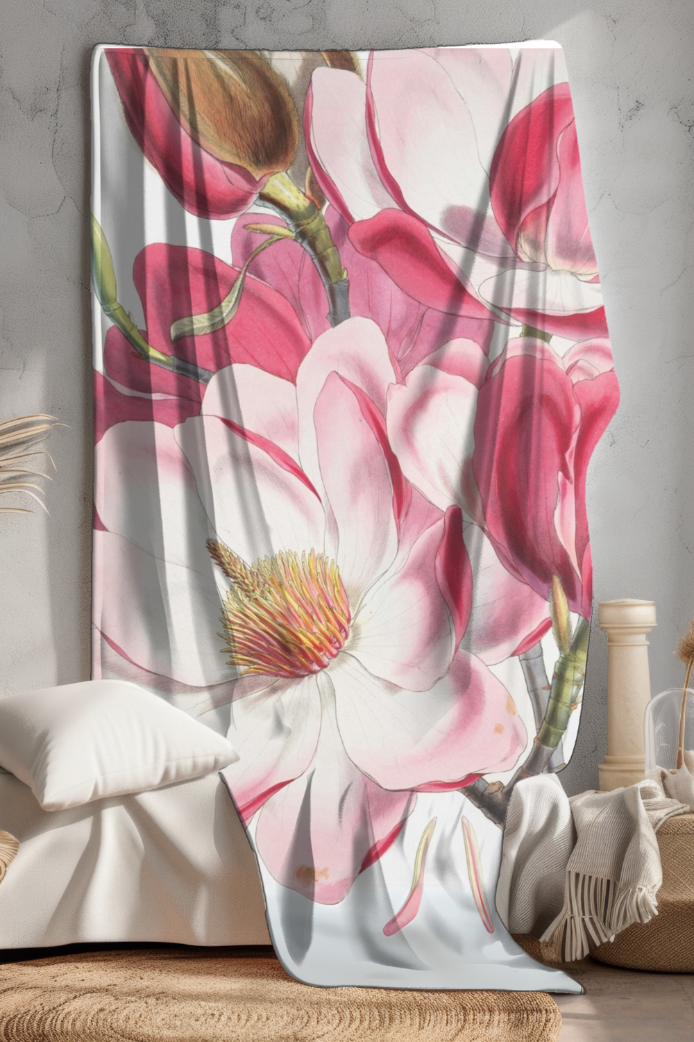 Watercolor Blooms Velveteen Blanket – Boho Floral Comfort