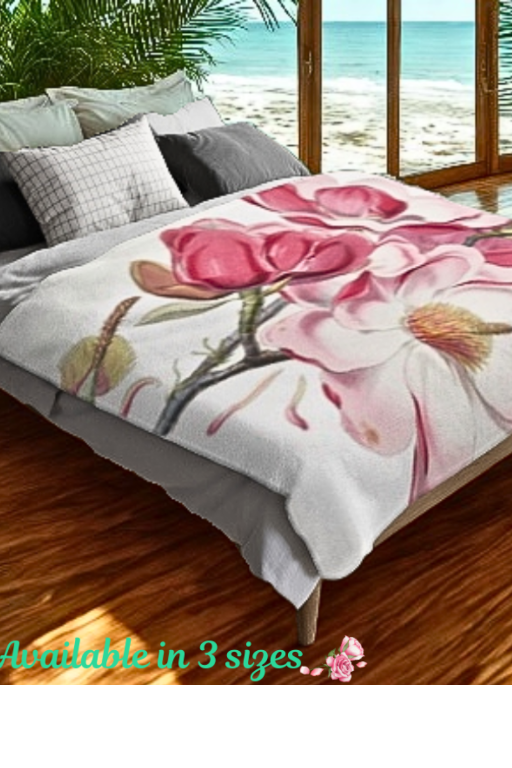 Watercolor Blooms Velveteen Blanket – Boho Floral Comfort