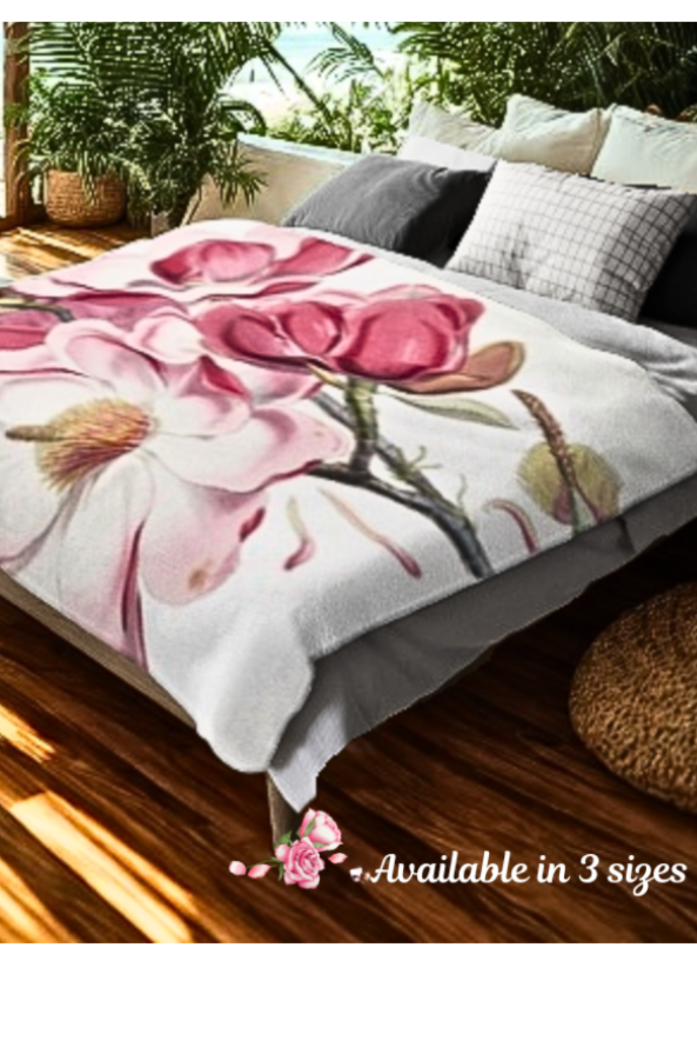 Watercolor Blooms Velveteen Blanket – Boho Floral Comfort