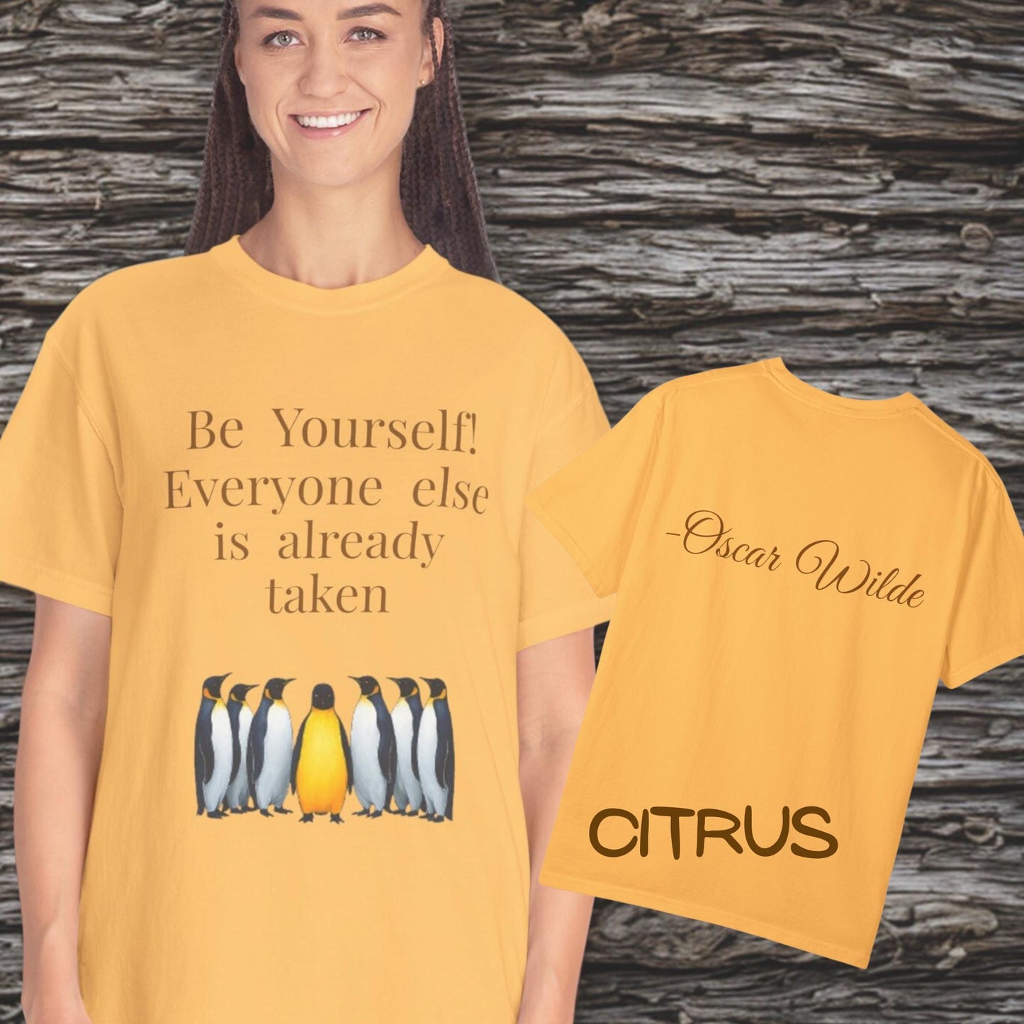 “Be Yourself Tee – Garment-Dyed Unisex Shirt with Oscar Wilde Quote”