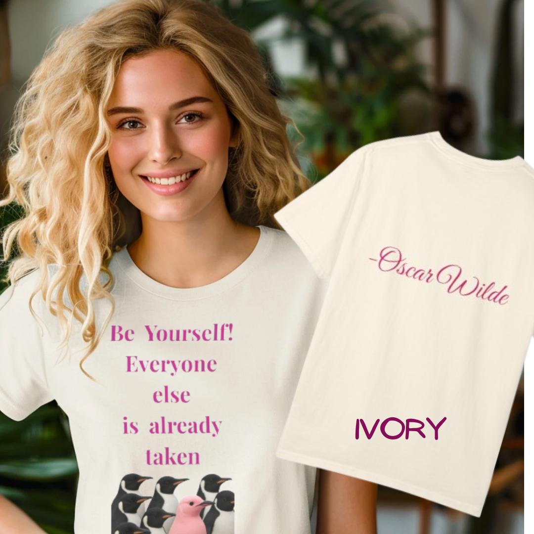 “Be Yourself Tee – Organic Cotton Unisex Shirt with Oscar Wilde Quote (S–4X)”