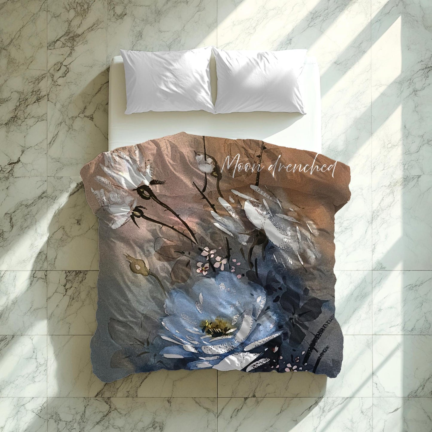 “Moonlit Flowers Velveteen Blanket –Romantic Bedroom Decor”