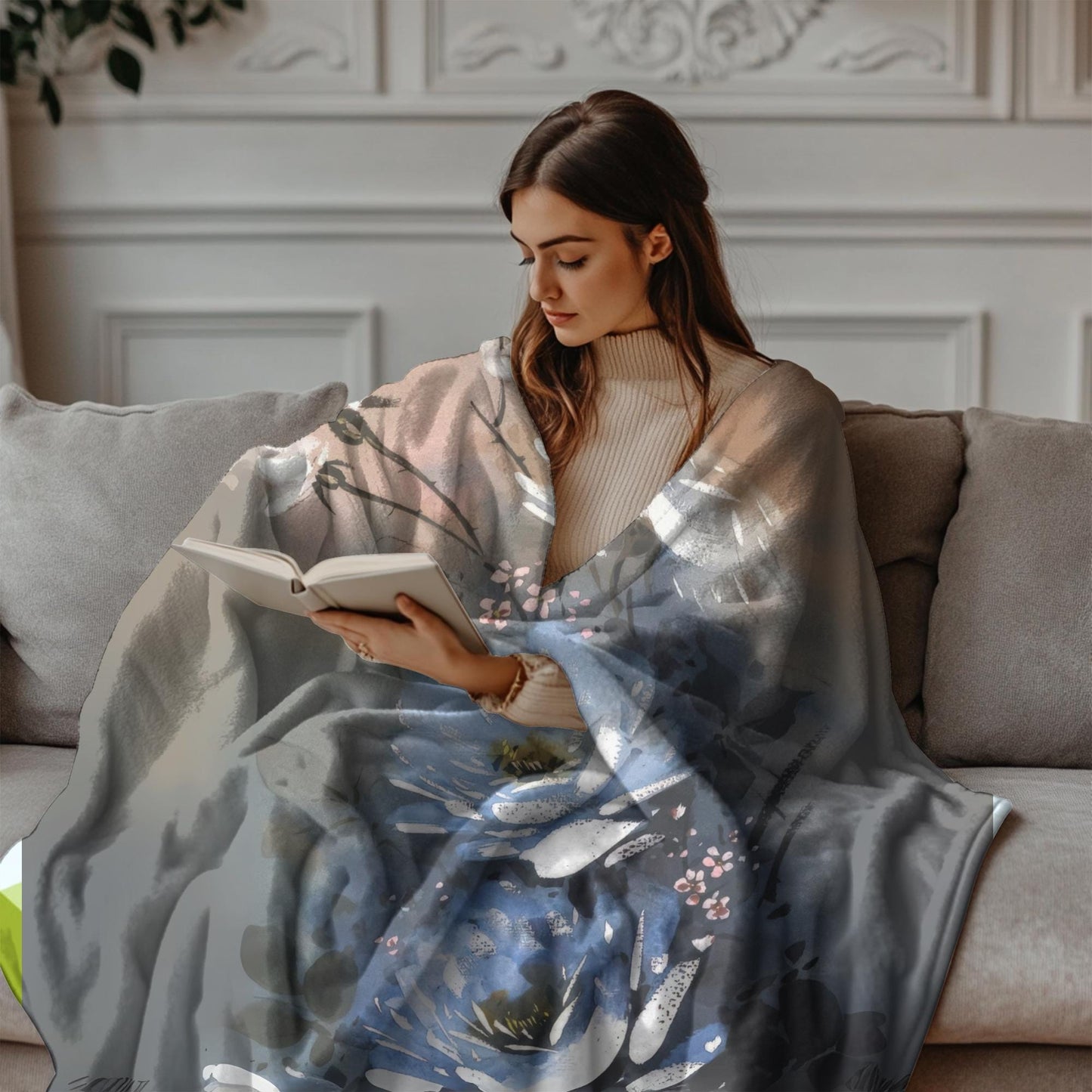 “Moonlit Flowers Velveteen Blanket –Romantic Bedroom Decor”