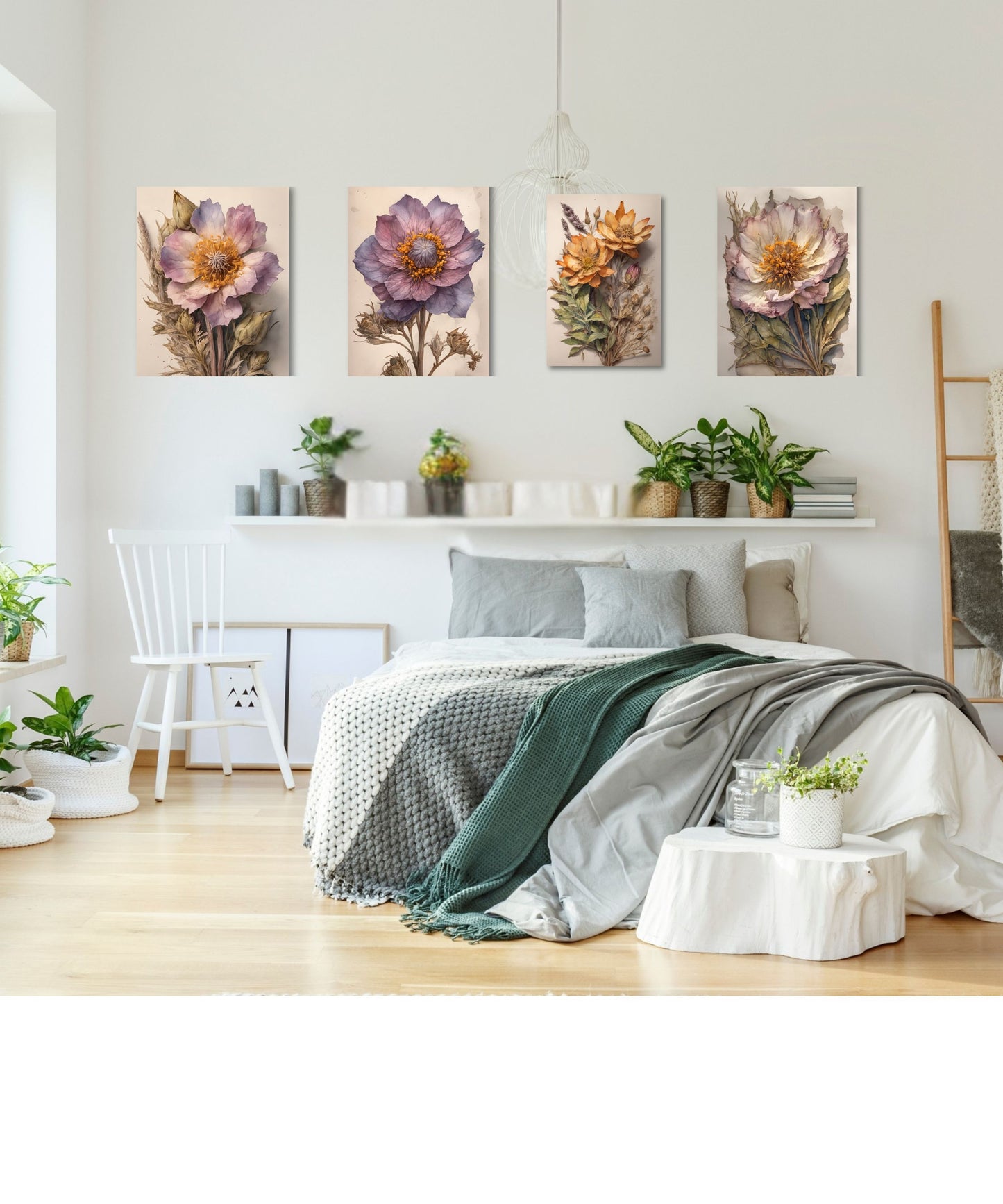 Vintage Purple Hellebore Canvas Print | Antique Dried Floral Botanical Wall Art