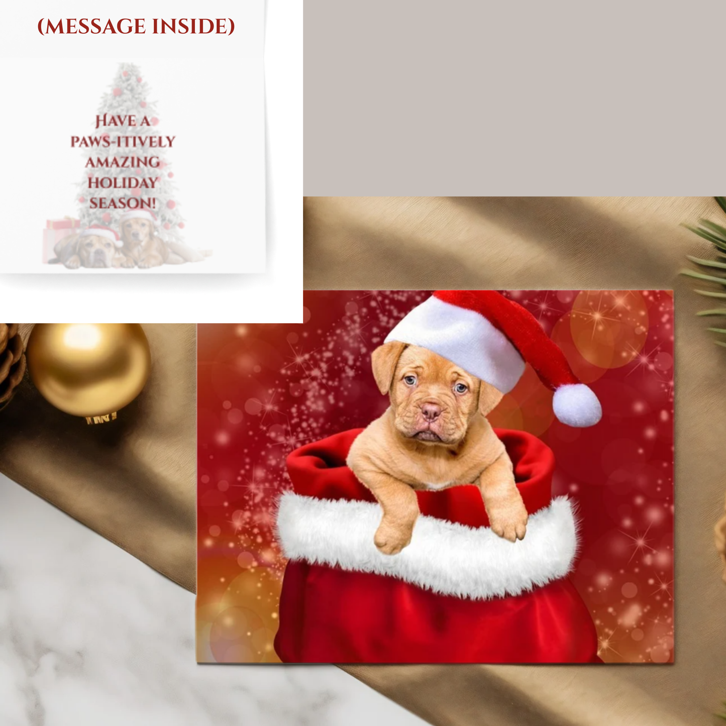 Paws-itively Festive Holiday Card – Cute Puppy Christmas Greeting for Pet Lovers, Friends & Family