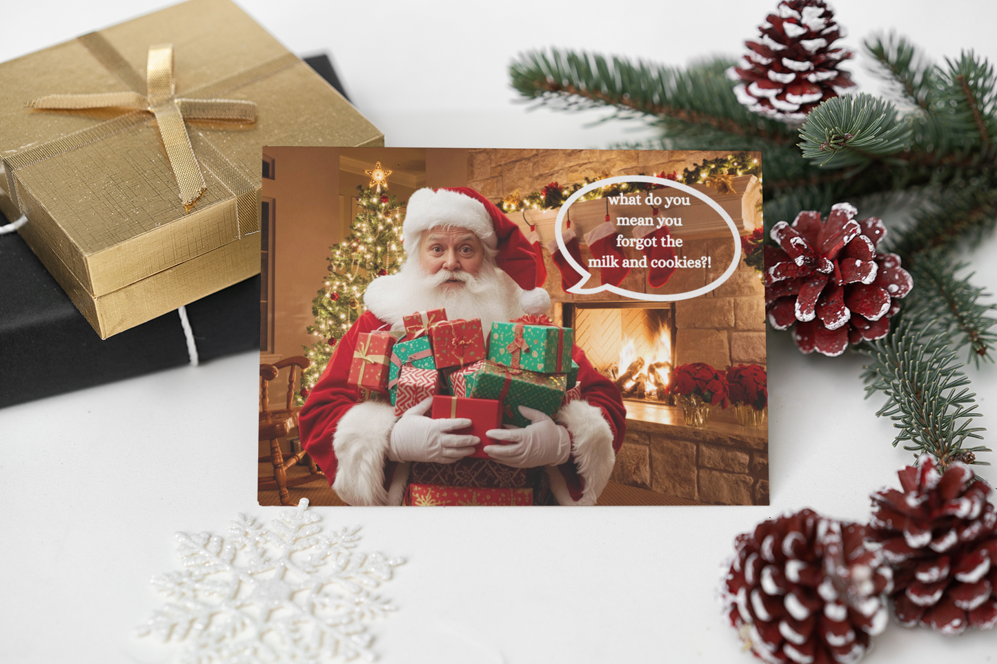 Don’t Mess with Santa – Festive Christmas Card with a funny greeting message inside - Ocean Petal Studio