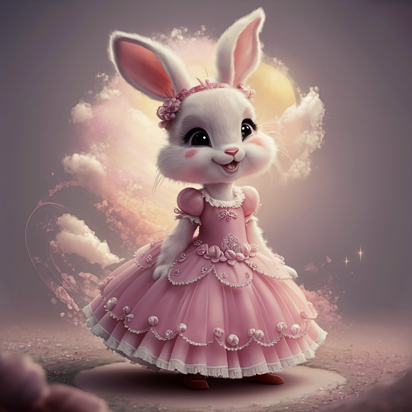 Blossom Bunny — Enchanted Princess Nursery Canvas Print