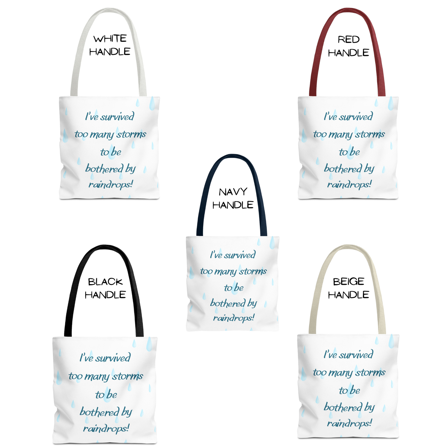 Rainy Day Resilience Tote – Inspirational Quote Bag, Eco-Friendly Gift for Her, Reusable Grocery & Beach Bag