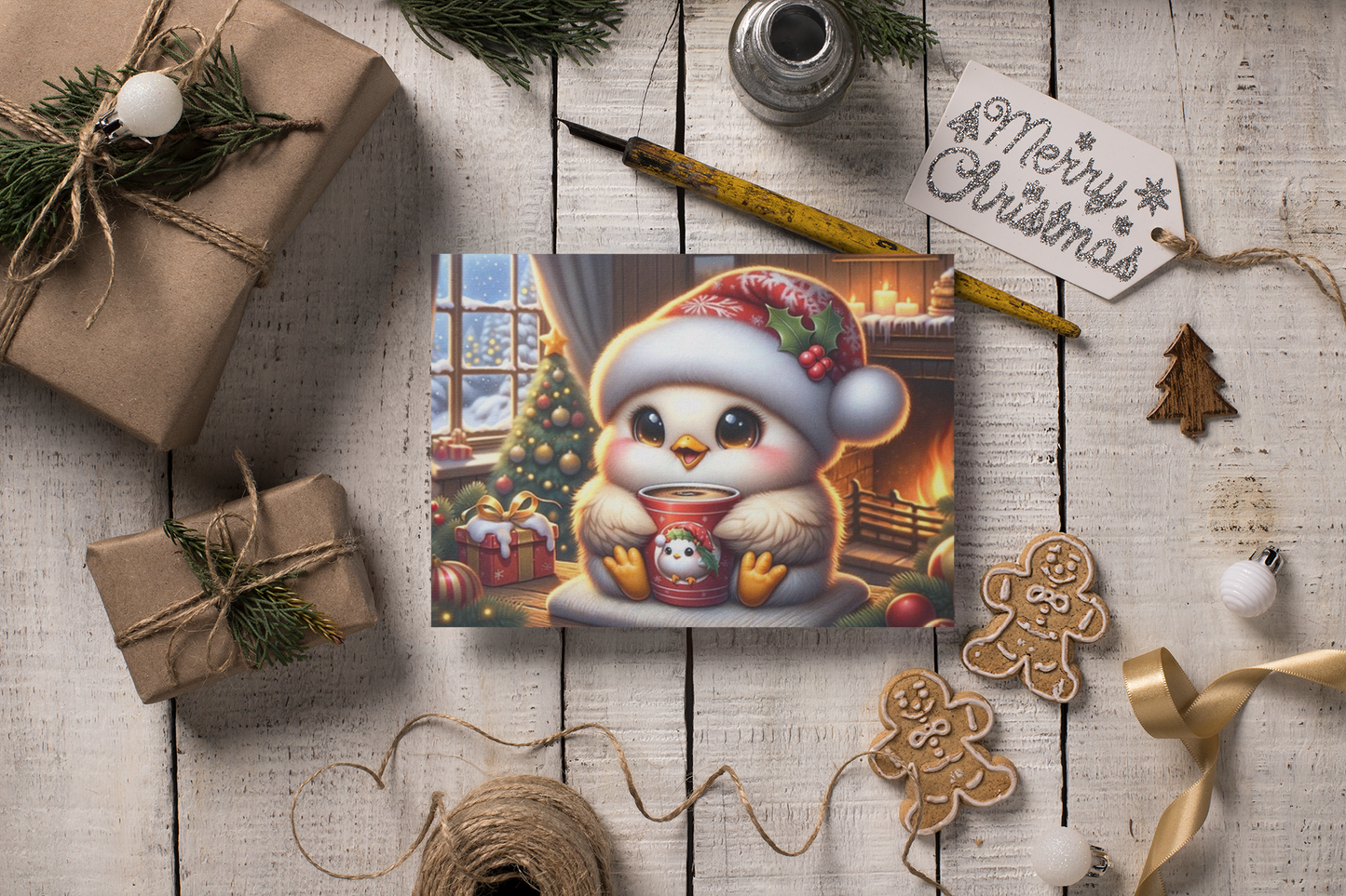 Quiet, Cozy Moments – Penguin Holiday Greeting Cards (Set of 1, 10, 30, or 50) Ocean Petal Studio