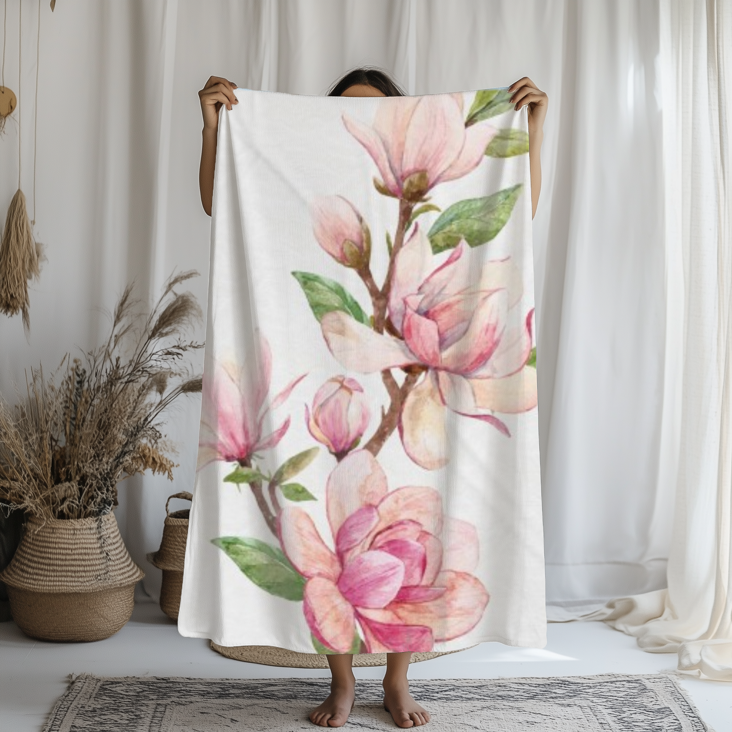 Floral Velveteen Plush Blanket – Cozy Throw for Home, Gift for Her, Spring Decor