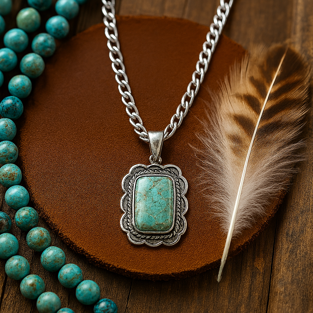 Turquoise Pendant Necklace – Sterling Silver Western Charm