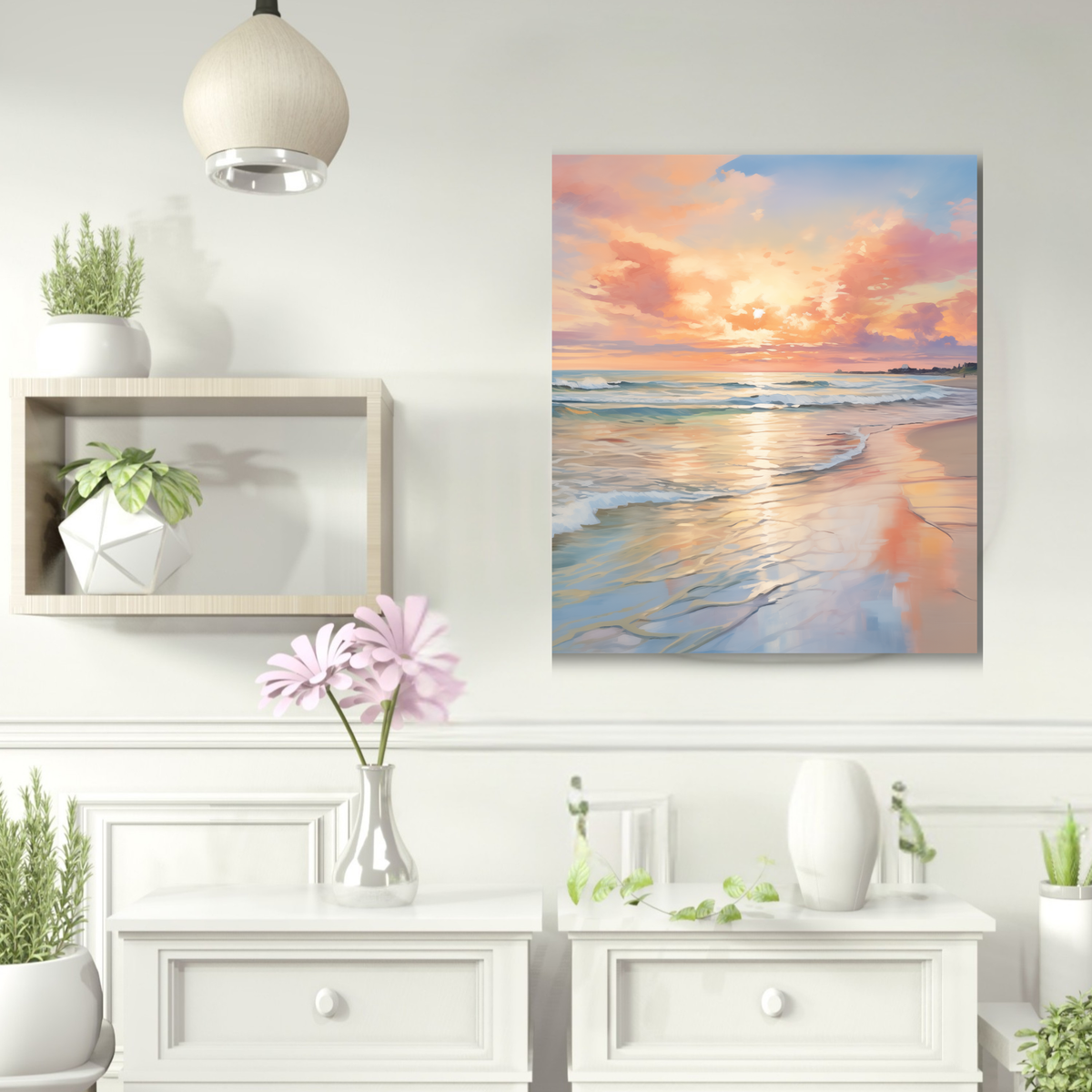 Shifting Tides Ocean Sunset Canvas – Pink Sand Edition