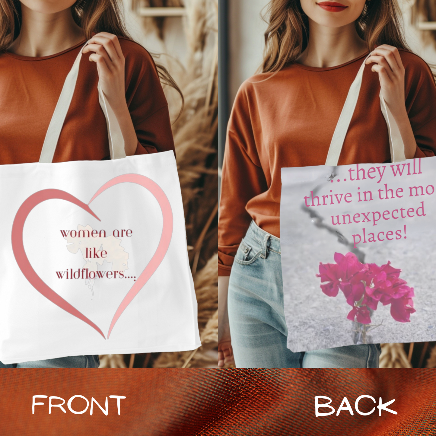 Wildflower Wisdom Tote – Floral Quote Bag, Inspirational Gift for Women, Eco-Friendly Shopper for Mother’s Day & Everyday Use