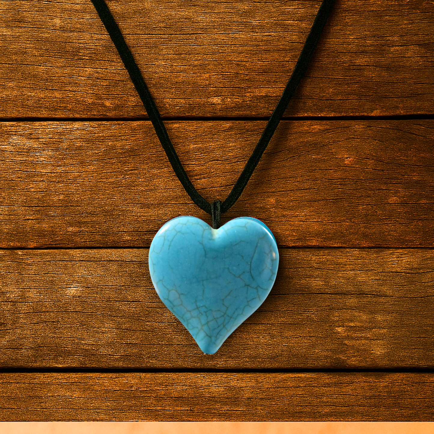 Turquoise Heart Pendant Necklace – Suede Cord Symbol of Love