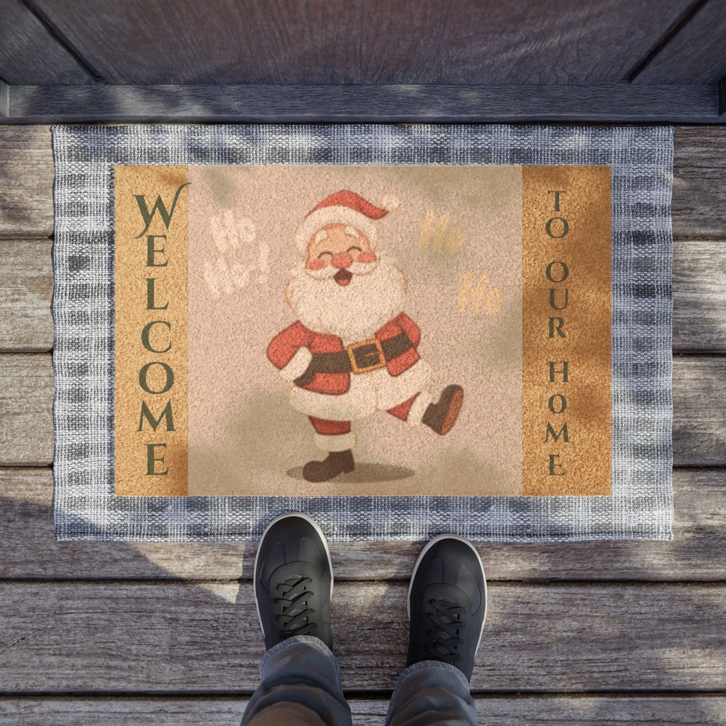 Festive Santa Entrance Mat – Christmas Welcome Doormat for Porch or Entryway  Ocean Petal Studio