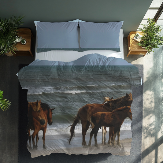 Wild Horses Velveteen Blanket – Ocean Theme