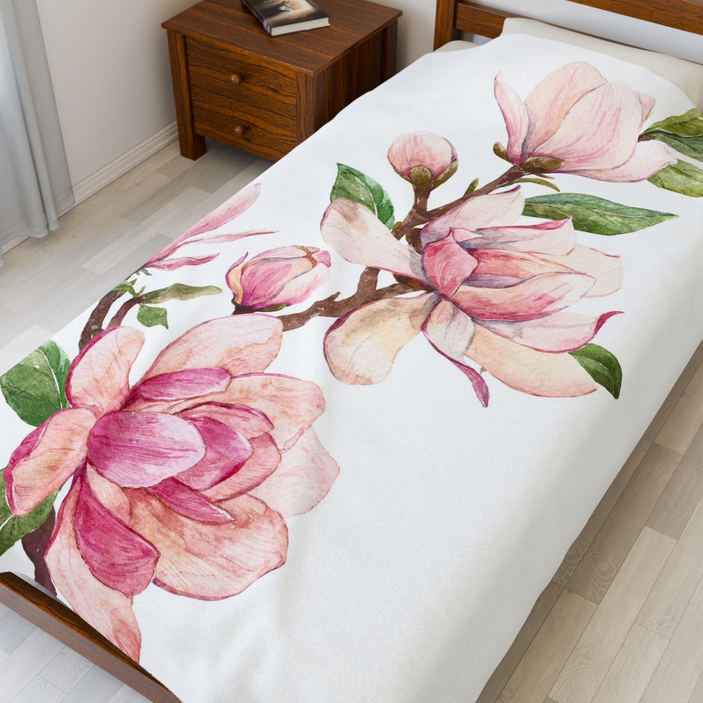 Floral Velveteen Plush Blanket – Cozy Throw for Home, Gift for Her, Spring Decor