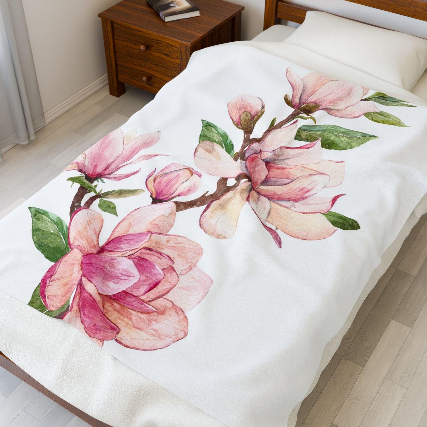 Floral Velveteen Plush Blanket – Cozy Throw for Home, Gift for Her, Spring Decor