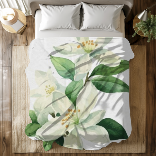 “Wrapped in Bloom” – Cozy Floral Plush Blanket for Comfort Lovers  Ocean Petal Studio