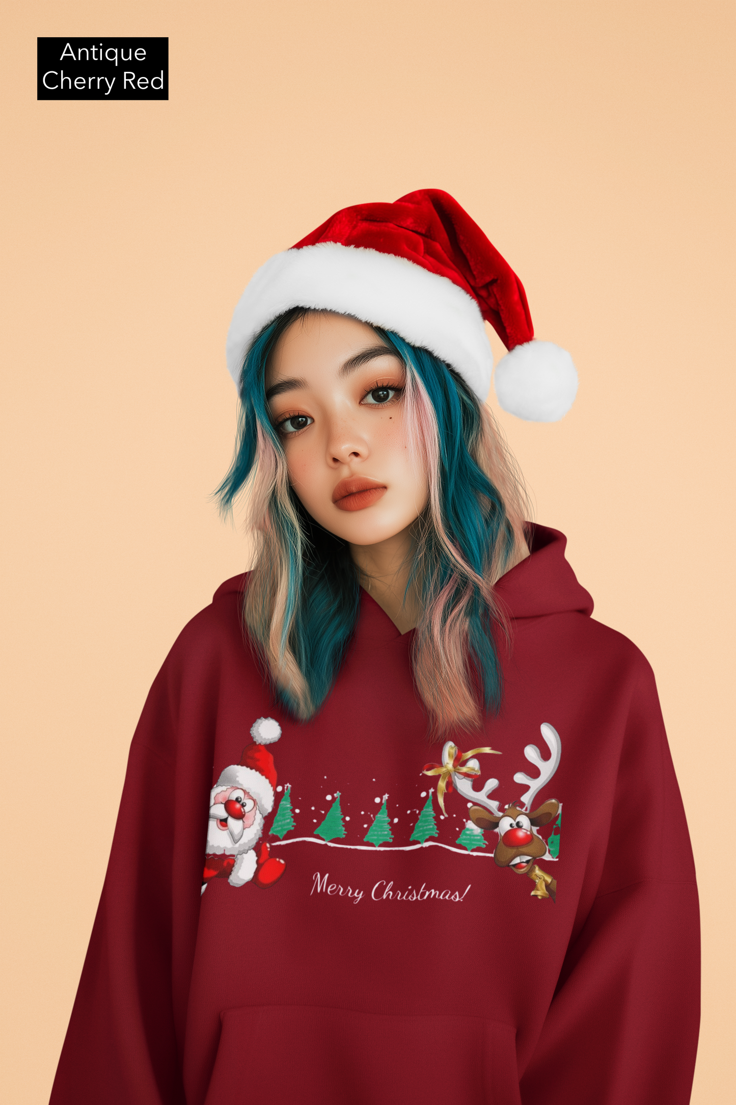 Peekaboo Santa & Reindeer – Funny Christmas Hoodie for Kids, Friends, or Holiday Gifting  Ocean Petal Studio