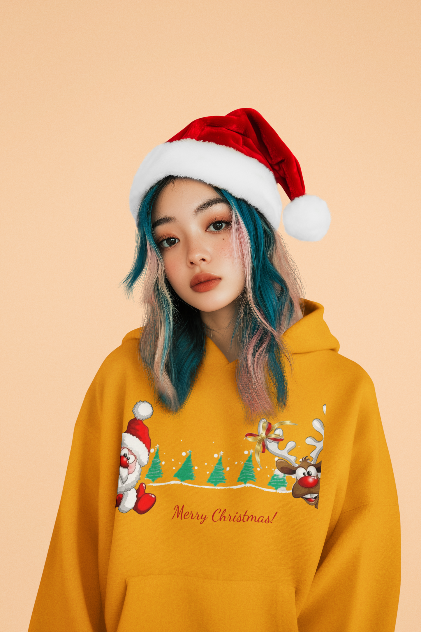 Peekaboo Santa & Reindeer – Funny Christmas Hoodie for Kids, Friends, or Holiday Gifting  Ocean Petal Studio