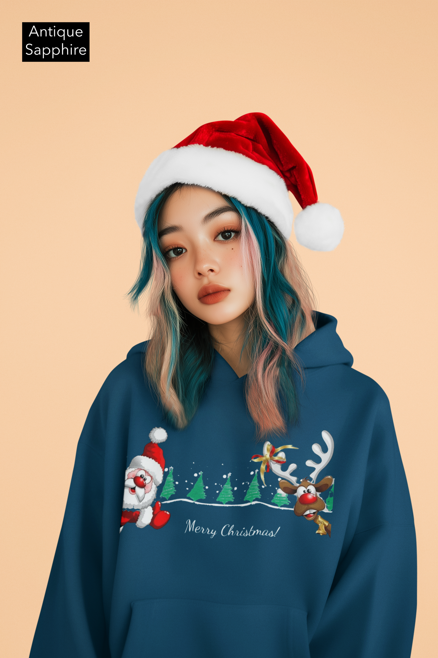Peekaboo Santa & Reindeer – Funny Christmas Hoodie for Kids, Friends, or Holiday Gifting  Ocean Petal Studio