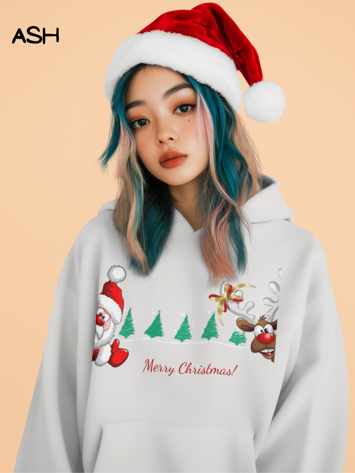 Peekaboo Santa & Reindeer – Funny Christmas Hoodie for Kids, Friends, or Holiday Gifting  Ocean Petal Studio