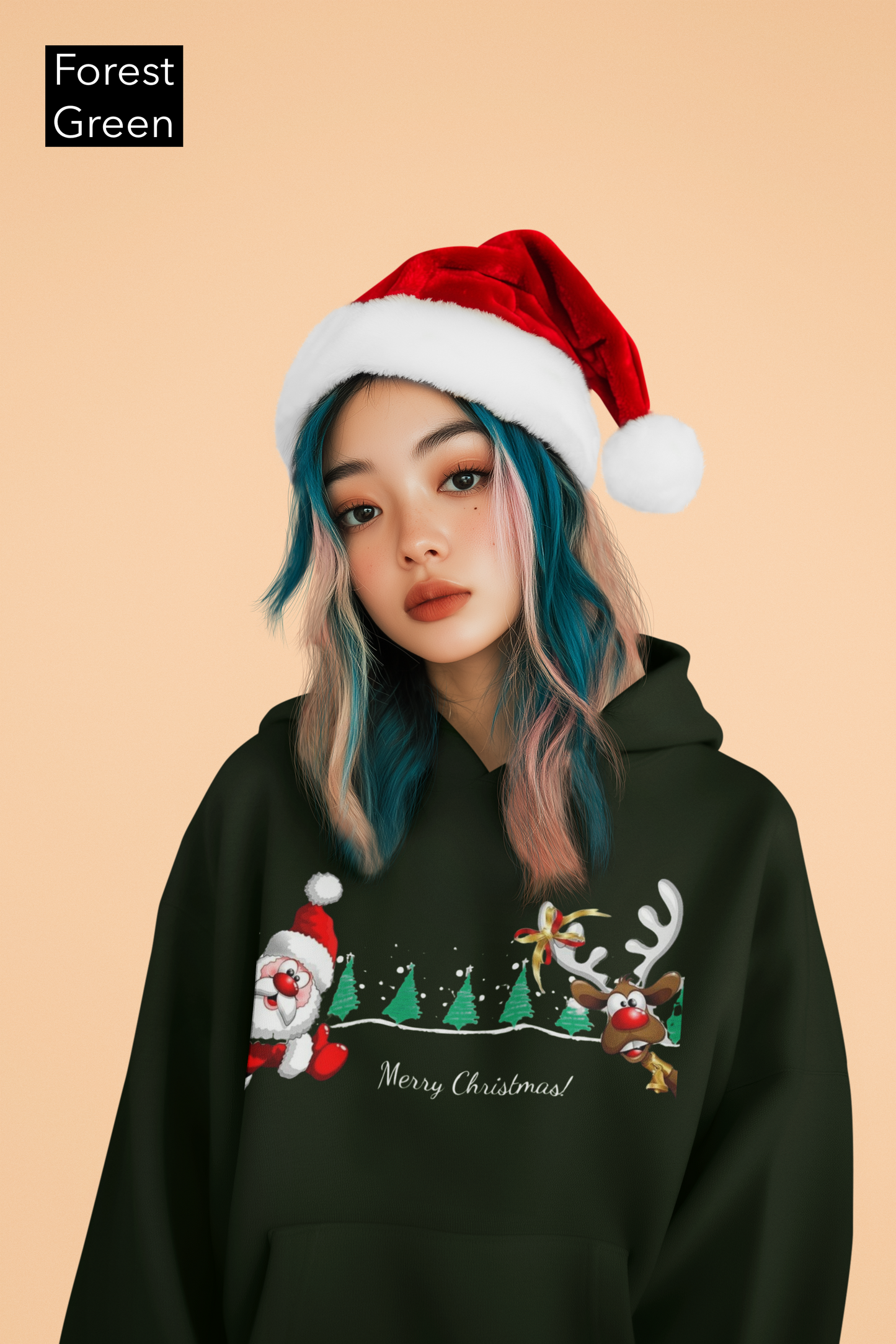 Peekaboo Santa & Reindeer – Funny Christmas Hoodie for Kids, Friends, or Holiday Gifting  Ocean Petal Studio