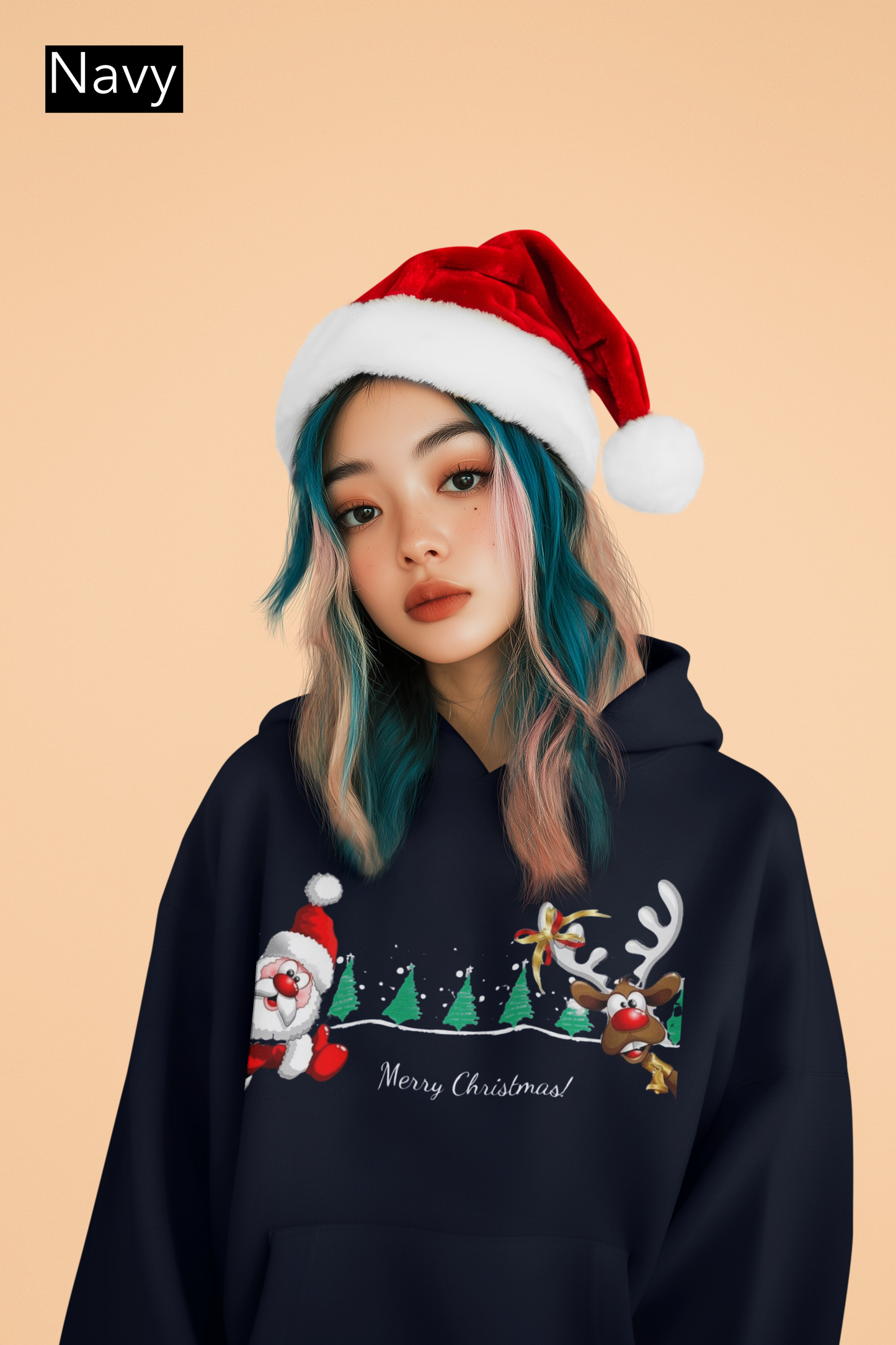 Peekaboo Santa & Reindeer – Funny Christmas Hoodie for Kids, Friends, or Holiday Gifting  Ocean Petal Studio