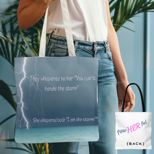 “I Am the Storm” Empowerment Tote Bag – Ocean Lightning Design