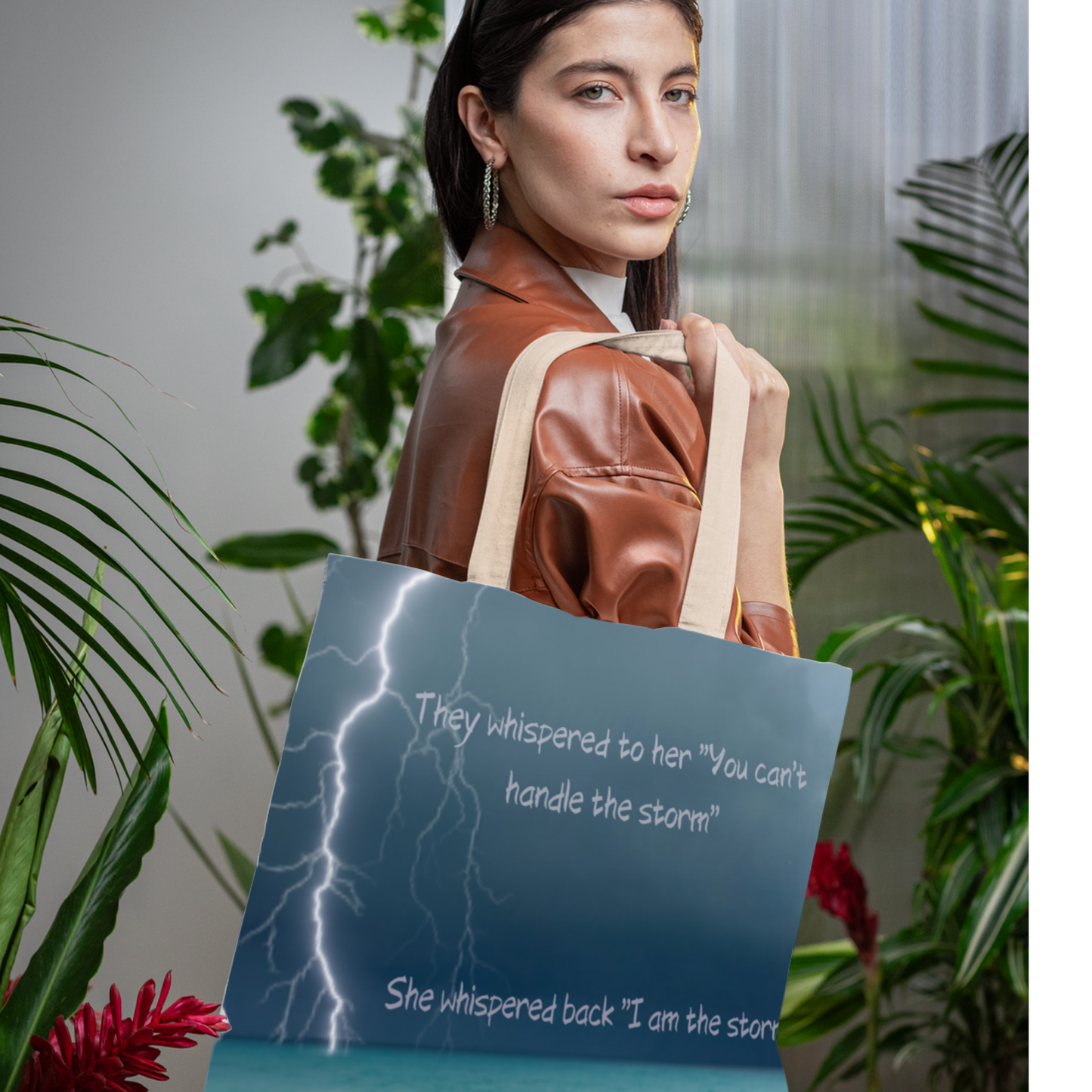 “I Am the Storm” Empowerment Tote Bag – Ocean Lightning Design