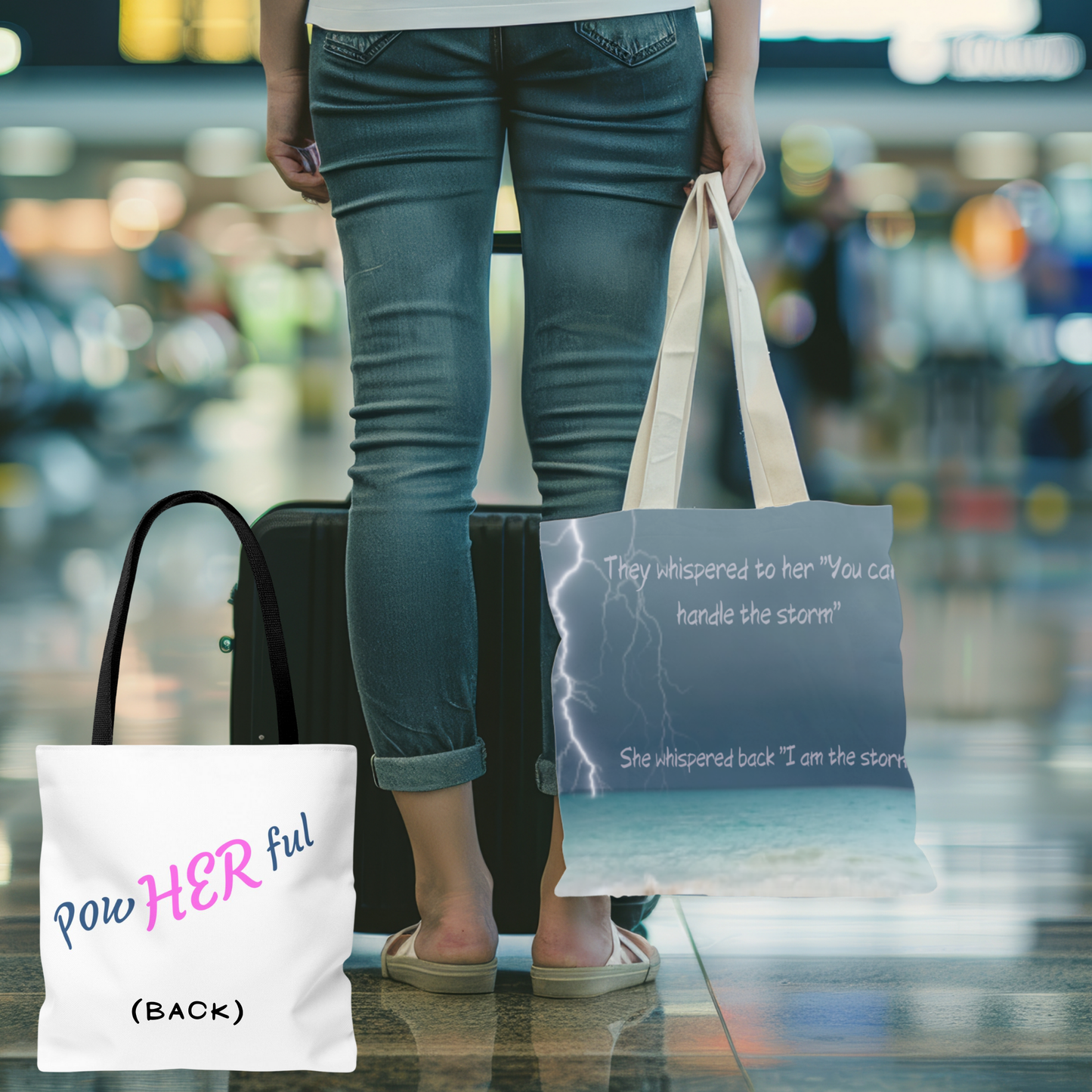 “I Am the Storm” Empowerment Tote Bag – Ocean Lightning Design