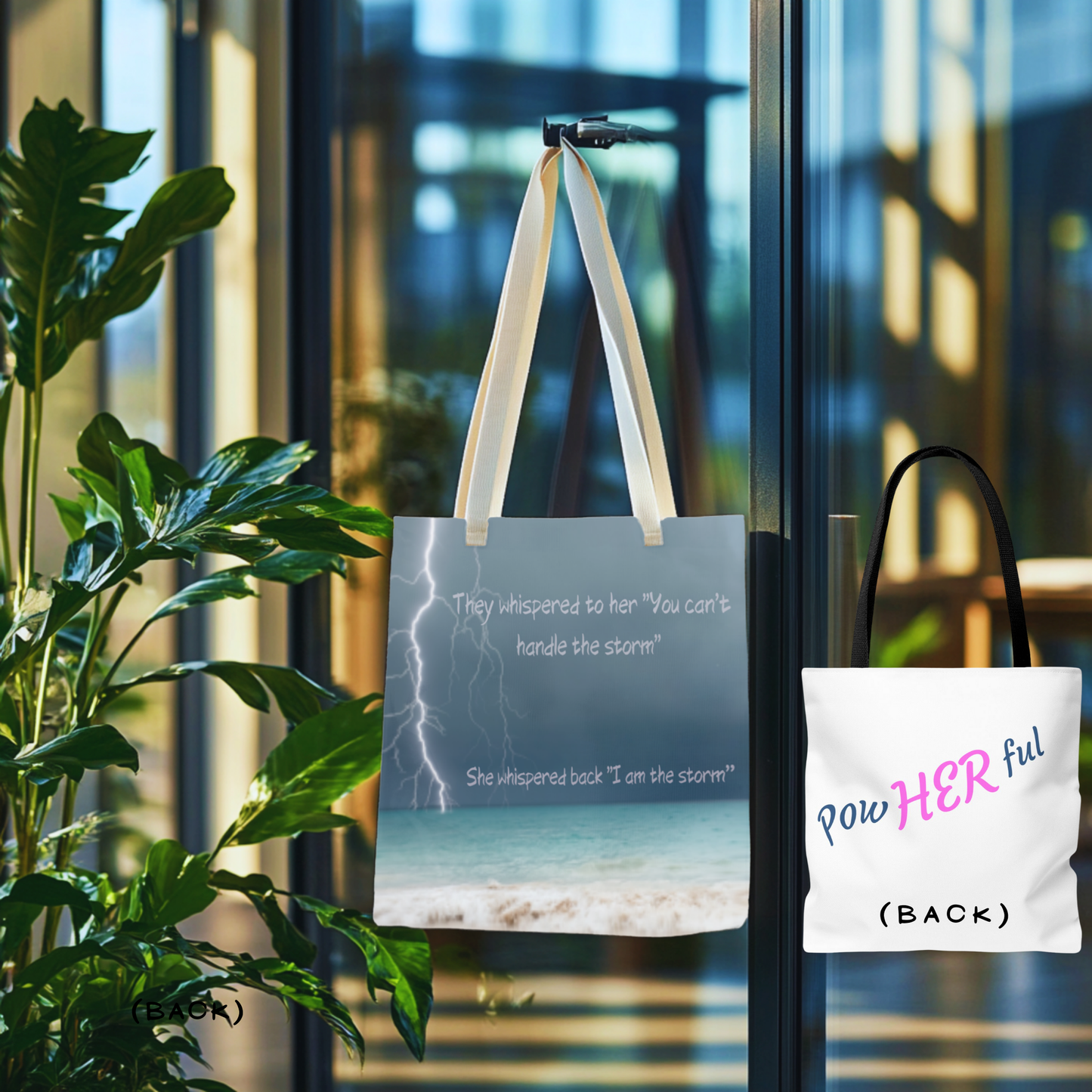 “I Am the Storm” Empowerment Tote Bag – Ocean Lightning Design