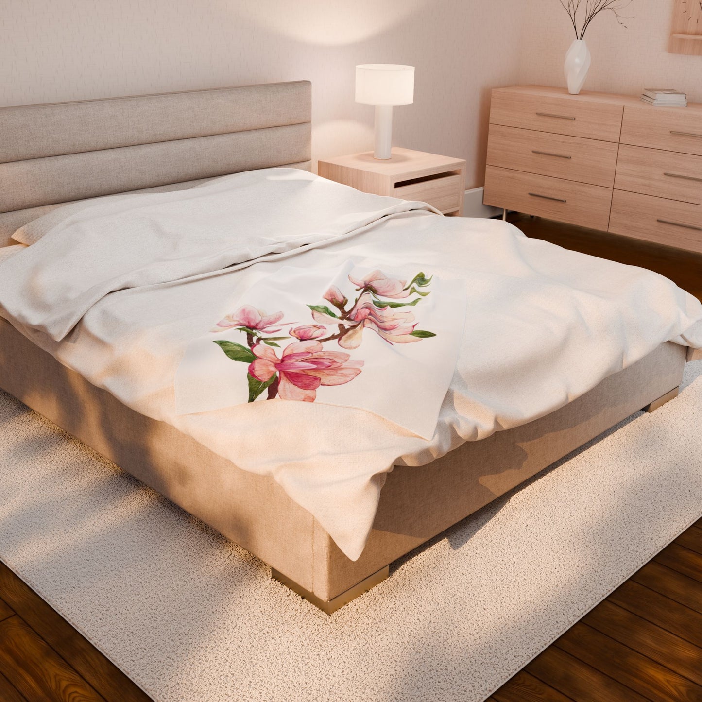 Floral Velveteen Plush Blanket – Cozy Throw for Home, Gift for Her, Spring Decor