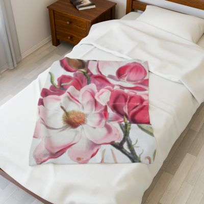 Watercolor Blooms Velveteen Blanket – Boho Floral Comfort
