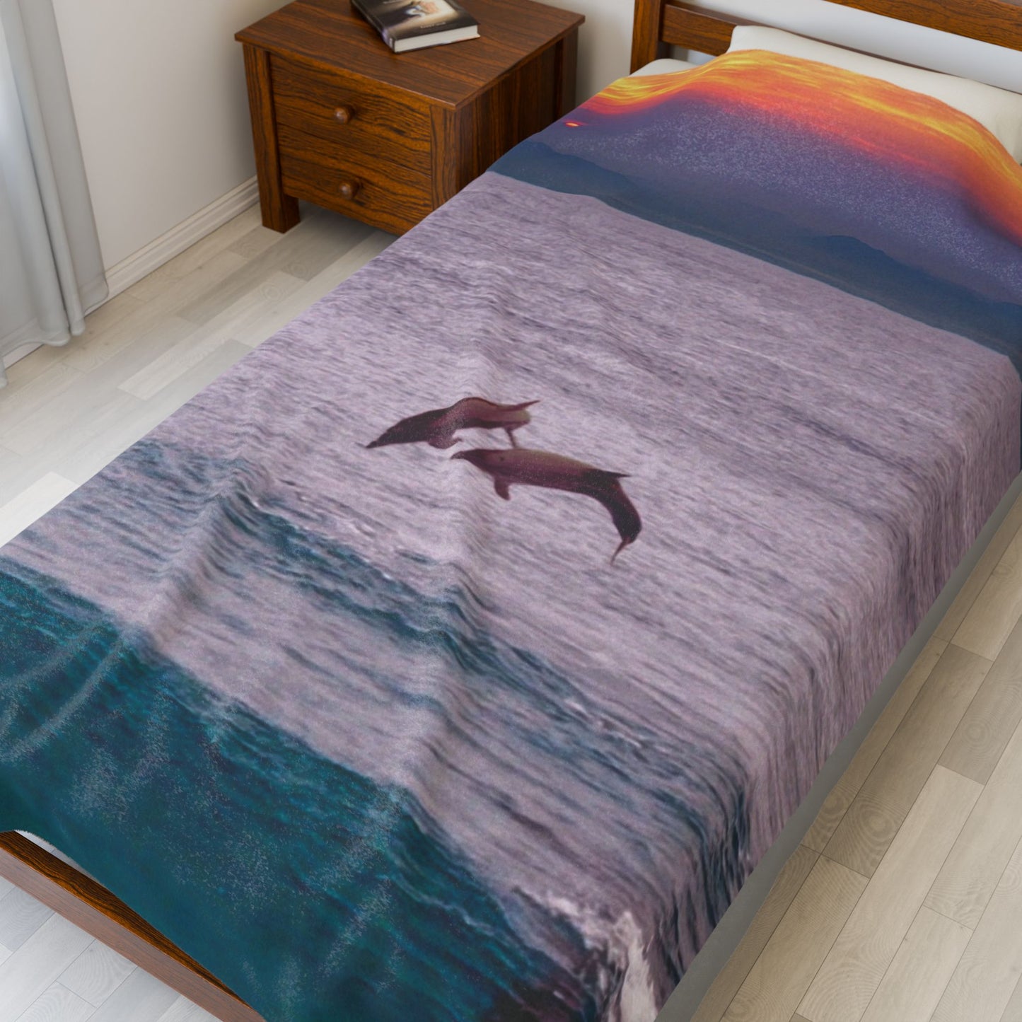 Dolphin Sunset Blanket – Coastal Decor