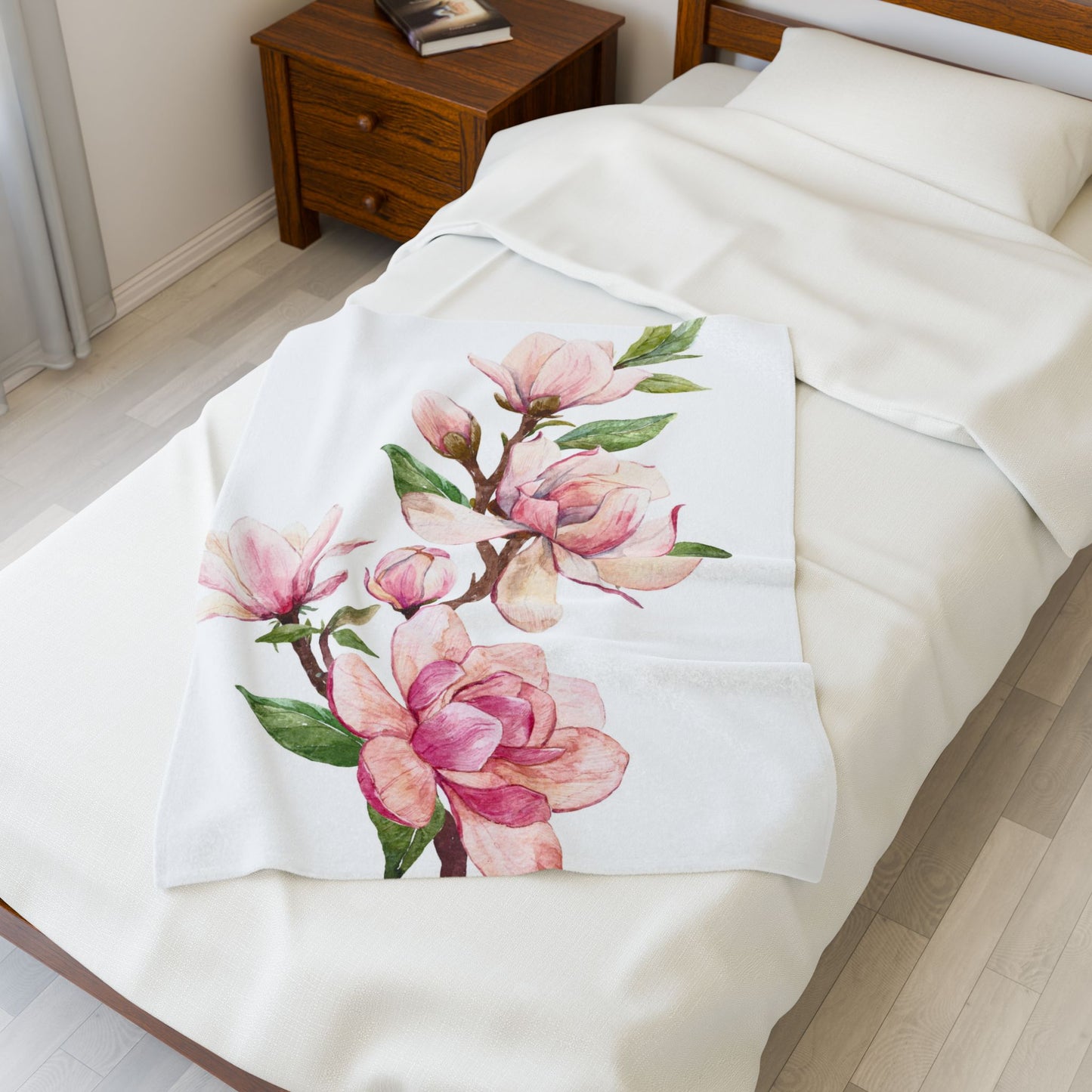 Floral Velveteen Plush Blanket – Cozy Throw for Home, Gift for Her, Spring Decor